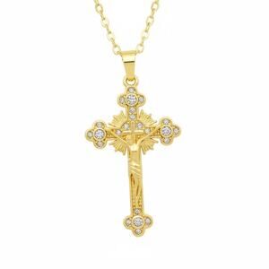 Ornate Cross Crucifix Pendant Necklace Religious Symbolism Fashion Jewelry NWOT